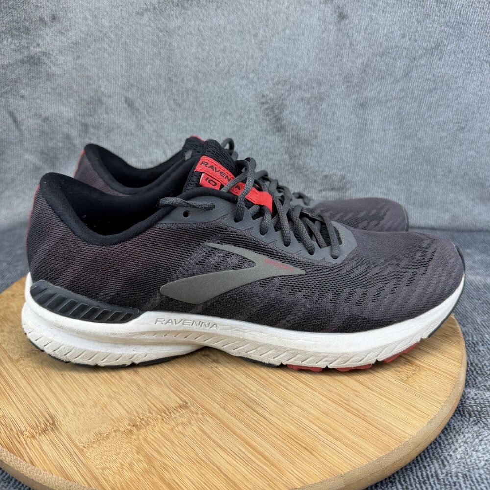 Brooks Ravenna 10 Shoes Mens Size 9 D Gray Red Cushioned Running Sneakers